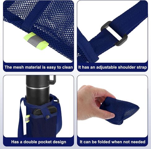 uxcell Water Bottle Holder with Adjustable Shoulder Strap Water Bottle Carrier Bag Mesh Crossbody Water Bottle Carrier with Pocket for Sports Hiking Walking Travel in Saudi Arabia