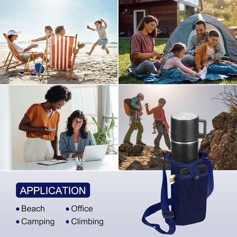 uxcell Water Bottle Holder with Adjustable Shoulder Strap Water Bottle Carrier Bag Mesh Crossbody Water Bottle Carrier with Pocket for Sports Hiking Walking Travel in Saudi Arabia