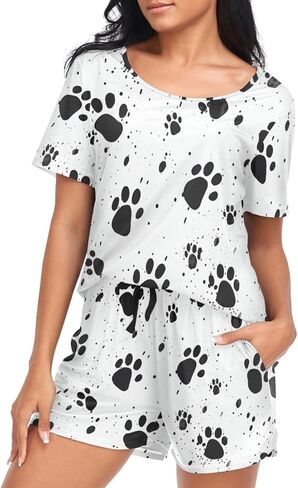 Cute Highland Cow Pajama Sets for Women Soft Short Sleeve Sleepwear, Pjs Sets, Loungewear Set 21344231 in Saudi Arabia