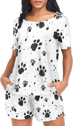 Cute Highland Cow Pajama Sets for Women Soft Short Sleeve Sleepwear, Pjs Sets, Loungewear Set 21344231 in Saudi Arabia