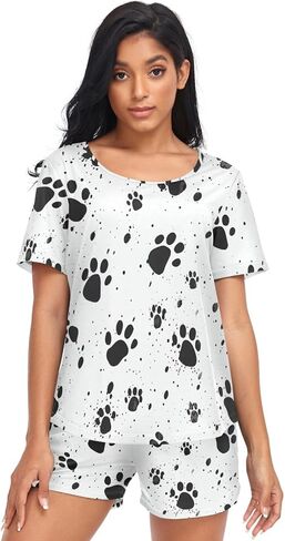 Cute Highland Cow Pajama Sets for Women Soft Short Sleeve Sleepwear, Pjs Sets, Loungewear Set 21344231 in Saudi Arabia