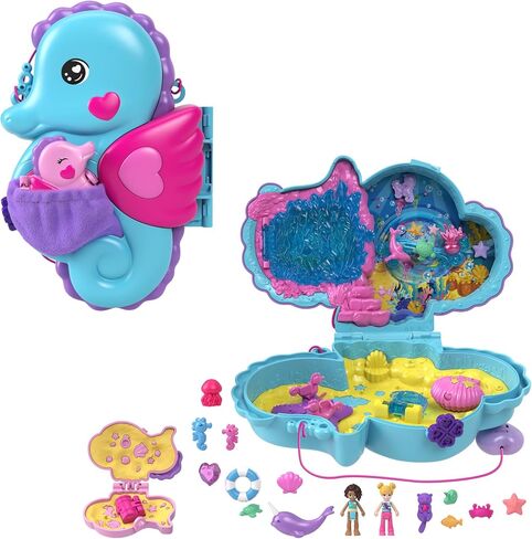 Polly Pocket Dolls & Playset with Pets & 13 Accessories, 2-in-1 Momma Monkey & Baby Wearable Purse & Animal Toy in Saudi Arabia