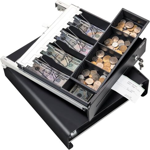 Tera Cash Drawer Heavy Duty: 13" Auto Open Arc Design with 6 Keys 4 Bill 4 Coin Fully Removable Cash Tray Media Slot Key-Lock for Point of Sale (POS) System Small Businesses Vending 335R Pink in Kuwait