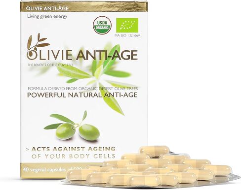 Organic Antioxidant Polyphenols Rich Olive Leaf Extract Supplement Capsules Olivie | Hydroxytyrosol Oleuropein Anti Aging Supplement | 40 Capsules in Saudi Arabia