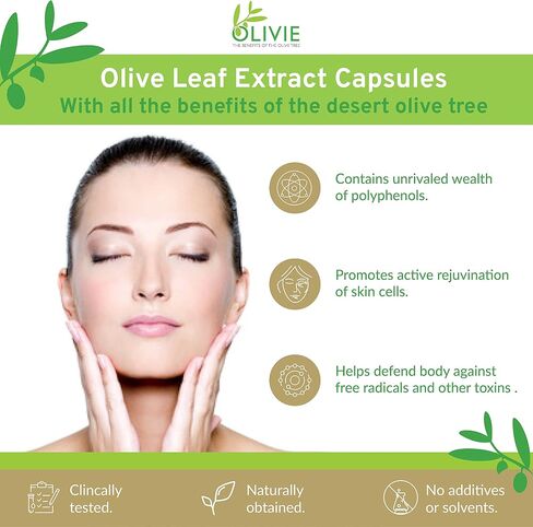 Organic Antioxidant Polyphenols Rich Olive Leaf Extract Supplement Capsules Olivie | Hydroxytyrosol Oleuropein Anti Aging Supplement | 40 Capsules in Saudi Arabia