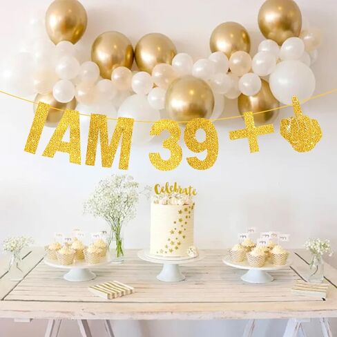 أنا 39+1 لافتة - لافتة عيد ميلاد الأربعين، لافتة عيد ميلاد سعيد، لافتة زينة عيد ميلاد ذهبية لامعة للنساء والرجال، لافتة هدايا عيد الميلاد الأربعين لتزيين حفلات أعياد الميلاد in Kuwait