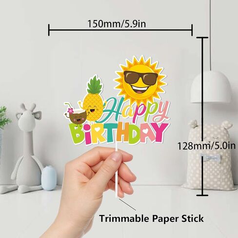 Colorful Glitter Umbrella Sun Happy Birthday Cake Topper Cheer to Summer Hawaii Beach Holiday Theme Decor Supplies Men Women Boys Girls Birthday Party Decorations in Saudi Arabia