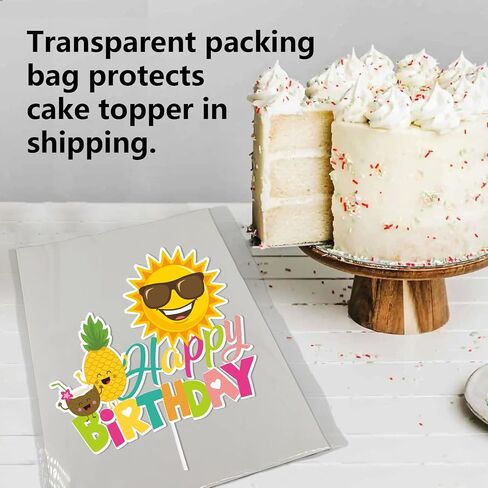Colorful Glitter Umbrella Sun Happy Birthday Cake Topper Cheer to Summer Hawaii Beach Holiday Theme Decor Supplies Men Women Boys Girls Birthday Party Decorations in Saudi Arabia