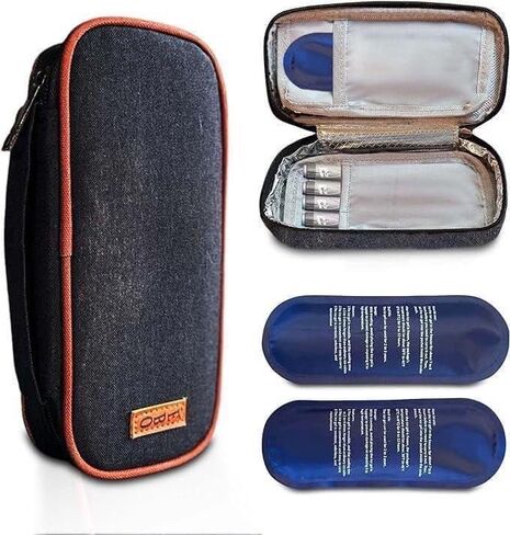 Insulated Insulin Cooler Travel Case TSA Approved - Diabetes Travel Case with Re-Freezable Ice Brick for Insulin and Other Diabetic Supplies | Insulin Vial Cooler Travel Case TSA - Black in Saudi Arabia