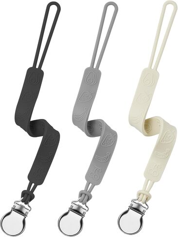 6 Pack Silicone Pacifier Clip, Seposeve Baby Pacifier Teether Clip with 4 Texture, Soft Flexible Silicone Pacifier Leashes & Cases for Boy and Girl, Keeps Pacifier Clean, 6 Colors in Kuwait