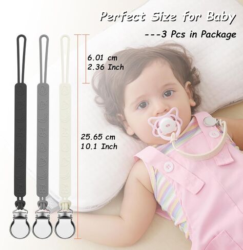 6 Pack Silicone Pacifier Clip, Seposeve Baby Pacifier Teether Clip with 4 Texture, Soft Flexible Silicone Pacifier Leashes & Cases for Boy and Girl, Keeps Pacifier Clean, 6 Colors in Kuwait