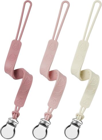 6 Pack Silicone Pacifier Clip, Seposeve Baby Pacifier Teether Clip with 4 Texture, Soft Flexible Silicone Pacifier Leashes & Cases for Boy and Girl, Keeps Pacifier Clean, 6 Colors in Kuwait