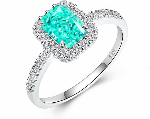 S925 Silver Blue Sapphire Ring, Adorned with Moissanite Accents, Square Design, and Twelve 0.1 Carat Moissanite Side Stones（9） in Saudi Arabia