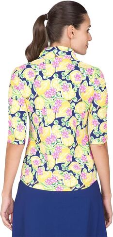 IBKUL Athleisure Wear واقي من الشمس بعامل حماية من أشعة الشمس 50+ Icefil Cooling Tech Calista طباعة مكشكشة بطول الكوع - 41652 وردي فاقع متعدد كاليستا L in Kuwait