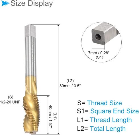 Spiral Flute Threading Tap, 10-32 UNF Thread Size 3 Flutes, High Speed Steel Tapping Tool - (Applications: for Processing Holes & Sticky Materials) in Saudi Arabia