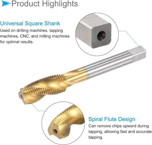 Spiral Flute Threading Tap, 10-32 UNF Thread Size 3 Flutes, High Speed Steel Tapping Tool - (Applications: for Processing Holes & Sticky Materials) in Saudi Arabia