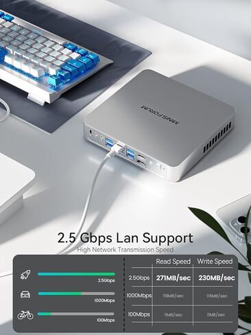 كمبيوتر مكتبي MINIFORUM EliteMini TH50 Mini PC الجيل الحادي عشر Core i5-11320H، ذاكرة وصول عشوائي 16 جيجابايت، 512 جيجابايت NVMe SSD، مخرجات HDMI/DP/Thunderbolt 4(8K@60 هرتز)، 2x2.5G RJ45، 6xUSB، فتحة 2xHDD، رسومات Iris Xe (متجددة) in Saudi Arabia