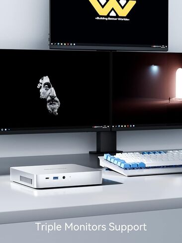 كمبيوتر مكتبي MINIFORUM EliteMini TH50 Mini PC الجيل الحادي عشر Core i5-11320H، ذاكرة وصول عشوائي 16 جيجابايت، 512 جيجابايت NVMe SSD، مخرجات HDMI/DP/Thunderbolt 4(8K@60 هرتز)، 2x2.5G RJ45، 6xUSB، فتحة 2xHDD، رسومات Iris Xe (متجددة) in Saudi Arabia