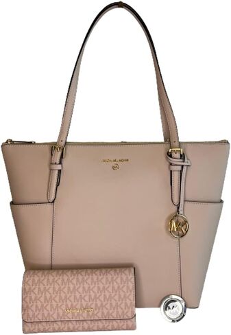 MICHAEL Michael Kors Jet Set Large Top-Zip Tote bundled with matching Trifold Wallet and Purse Hook (Luggage) in Saudi Arabia