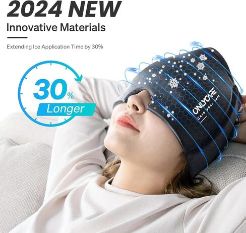 ONLYCARE Migraine Relief Cap, Upgraded Odorless Migraine Ice Head Wrap, Headache Relief Hat for Migraine in Saudi Arabia