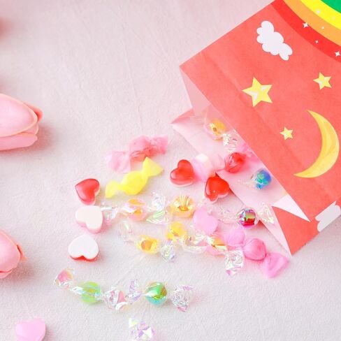 Gift Bags 4.7" X3.1 X8.7 24pcs Rainbow Party Favor Paper Bags,Small Gift Bags with Stickers for Birthday Baby Showers Wedding Party Supplies(Small,Rainbow) in Saudi Arabia