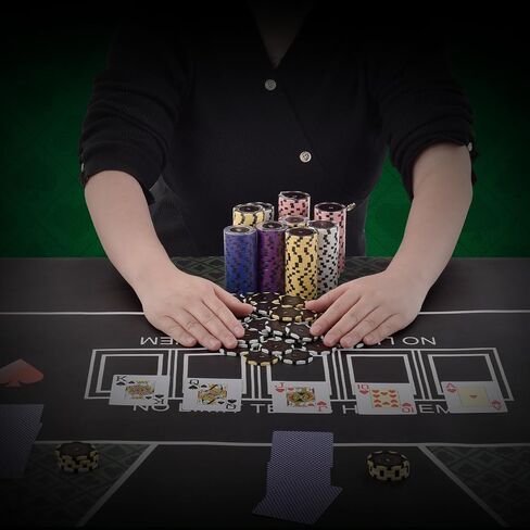 VEVOR Poker Chip Set, 500-Piece Poker Set, Complete Poker Playing Game Set with Carrying Case, Heavyweight 14 Gram Casino Clay Chips, Cards, Buttons and Dices, for Texas Hold'em, Blackjack, Gambling in Saudi Arabia