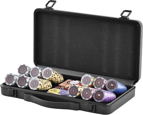 VEVOR Poker Chip Set, 500-Piece Poker Set, Complete Poker Playing Game Set with Carrying Case, Heavyweight 14 Gram Casino Clay Chips, Cards, Buttons and Dices, for Texas Hold'em, Blackjack, Gambling in Saudi Arabia