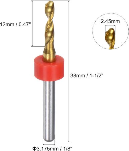 uxcell 10pcs PCB Drill Bits 1/8" Shank 2.85mm Titanium Coated Carbide Micro Twist Mini Drill Bits Set Rotary Drilling Tool for Print Circuit Board Jewelry CNC Engraving in Saudi Arabia