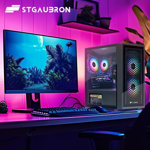 STGAubron Gaming Desktop PC, Intel Core i7 3.4G up to 3.9G, Radeon RX 5700 8G GDDR6, 16G RAM, 512G SSD, 600M WiFi, BT 5.0, RGB Fan x 4, RGB Keyboard & Mouse & Mouse Pad, RGB BT Sound Bar, W10H64 in Saudi Arabia