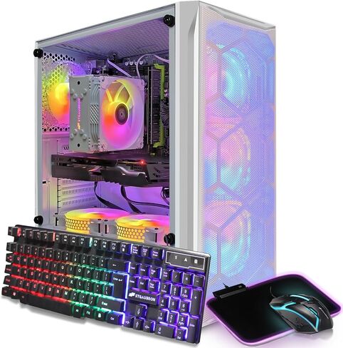 STGAubron Gaming Desktop PC, Intel Core i7 3.4G up to 3.9G, Radeon RX 5700 8G GDDR6, 16G RAM, 512G SSD, 600M WiFi, BT 5.0, RGB Fan x 4, RGB Keyboard & Mouse & Mouse Pad, RGB BT Sound Bar, W10H64 in Saudi Arabia