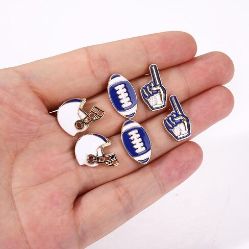 3 Pairs Football Earrings for Women Game Day Earrings Alloy Football Helmet Stud Earrings Fun Team Color Statement Earrings Game Day Team Supports Fan Jewelry Gift in Saudi Arabia
