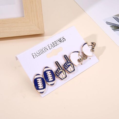 3 Pairs Football Earrings for Women Game Day Earrings Alloy Football Helmet Stud Earrings Fun Team Color Statement Earrings Game Day Team Supports Fan Jewelry Gift in Saudi Arabia