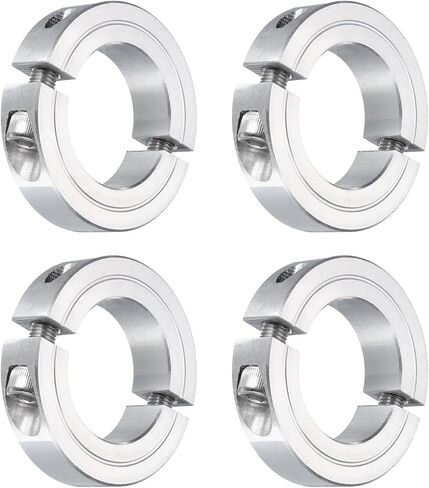uxcell 4Pcs Double Split Clamp-On Shaft Collar for 1-1/4" Shaft, Two-Piece Clamping Collar 2-1/16" OD, 1/2" Thickness, Aluminum Alloy Set Screw Split Collar Clamp in Saudi Arabia