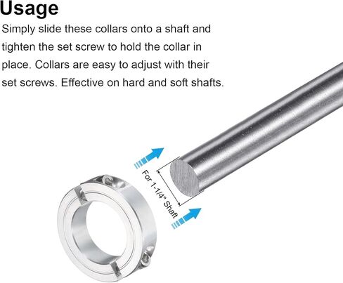 uxcell 4Pcs Double Split Clamp-On Shaft Collar for 1-1/4" Shaft, Two-Piece Clamping Collar 2-1/16" OD, 1/2" Thickness, Aluminum Alloy Set Screw Split Collar Clamp in Saudi Arabia