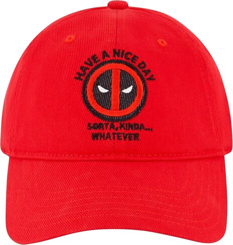 Marvel Deadpool Dad Hat, Face Logo Cotton Adjustable Baseball Cap with Curved Brim, Black, One Size in Saudi Arabia