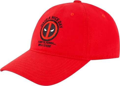 Marvel Deadpool Dad Hat, Face Logo Cotton Adjustable Baseball Cap with Curved Brim, Black, One Size in Saudi Arabia