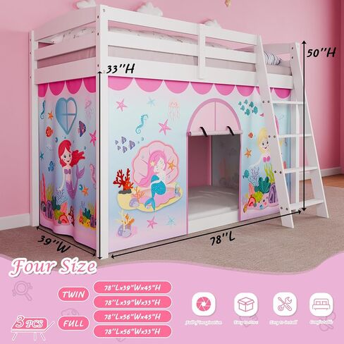 Fire-Truck Bunk Bed - 45H Curtains Premium and Customizable Cartoon Loft Bed Curtains for Children to Enhance The Imaginative Creation Bedroom Curtains(3PCS,Twins) in Saudi Arabia