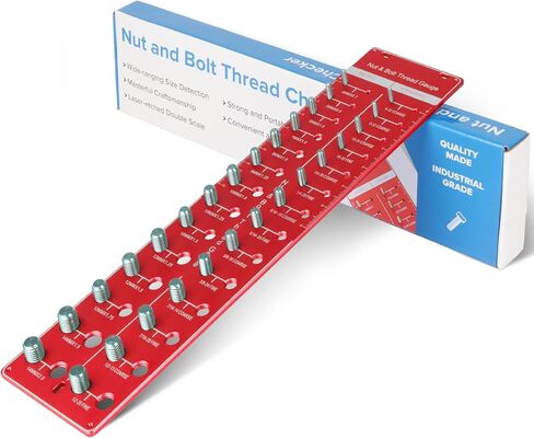 Nut and Bolt Thread Checker, Thread Gauge,Bolt identifier Board, 14 Inch & 14 Metric, Bolt Thread identifier（red) in Saudi Arabia