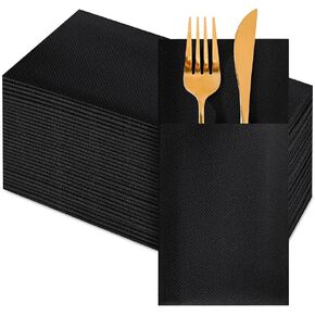 مناديل عشاء حمراء للاستعمال مرة واحدة من تشيفكات مع جيب مدمج لأدوات المائدة، مناديل ورقية مبطنة بملمس الكتان، مطوية مسبقًا للحفلات وحفلات الزفاف والحفلات والعشاء، عبوة من 50 قطعة in Kuwait