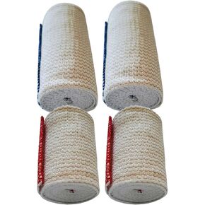 Premium Elastic Bandages Combo - Self Grip Closure – Non-Latex – 2 x 3-inch and 2 x 4-inch Wide Compression Bandages - Ideal for Sports, Soreness, Injury and Support