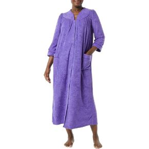 AmeriMark Women Full-Length Snap Front Terrycloth Long Bathrobe – Loose Absorbent Full-Coverage Plush Long Ankle Bath Robe