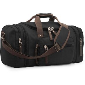 Expandable 60L Large Capacity Canvas Travel Bag With Adjustable Shoulder Strap Big Heavy Duty Crossbody Bag Weekend Bag Travel Tote Carry On Luggage Bags Men Duffle Bag Overnight Bag (Brown)