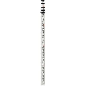 16 FT Dual Sided Aluminum Grade Rod, Telescopic Measuring Rod Telescopic Tower, 10ths Grade Rod Telescopic Rectangular Leveling Rod with Bubble Level, Lock Button