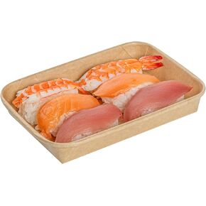 Restaurantware-Matsuri Vision 6.5 x 4.5 x 0.9 Inch Sushi Trays, 50 Greaseproof Sushi Packaging Boxes - Lids Sold Separately, Disposable, Kraft Paper Sushi Containers, For Appetizers Or Desserts