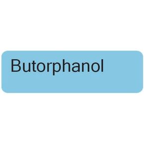 Butorphanol Veterinary Syringe Labels - Box of 800 Labels on roll (1"" core) in Box. Printed in Australia by Specialist Medical Printer. Latex-Free Adhesive., Black Text on Blue Background