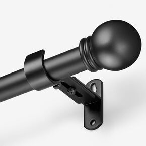 AMZSEVEN Curtain Rods for Windows 16 to 48 Inches, Curtain Rod Max Adjustable Length of 60 IN, 1" Diameter Drapery Rods Round Finials, Black