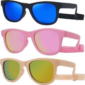 Kids Flexible Polarized UV400 Sunglasses with Strap For Boys Girls Toddler 0-10