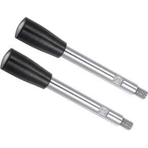 Revolving Crank Clamping Handle, M8 Male Thread 116mm Length, Chrome Plated Long Arm Handwheel Handle Knob Black - (Applications: for Lathe Machinery), 2-Pieces