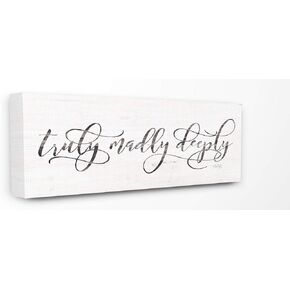 Stupell Industries Truly Madly Deeply Rustic White Wood Look Sign Canvas Wall Art, 13 x 30, Multi-Color