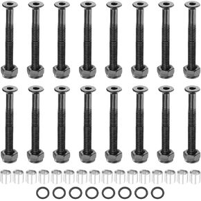 PATIKIL Skateboard Hardware Kit, Includes 16pcs 1-1/4" Desk Mounting Screws 16pcs Axle Nuts 8pcs Spacers 16pcs Washers for Skateboard Truck Wheel, Black